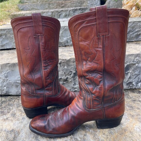 Vtg Y2K RJ Foley Men Cowboy Boots Size 10D Brown Leather Western Rodeo Farmcore - Picture 6 of 14